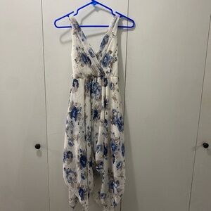 White and blue floral dress
